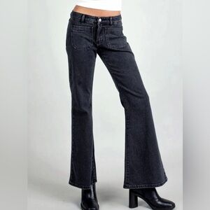 Rollas Black Denim Low Rise Sailor Jeans